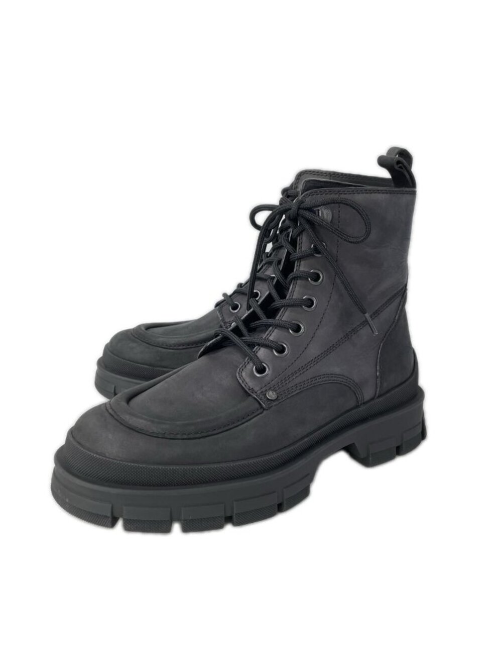 Moncler Hevea City Smooth Leather Rubber Logo Lace-up Ankle Boots